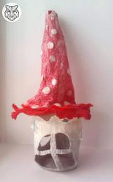 Felted lamp "mushroom house" with a red roof by Daria Held