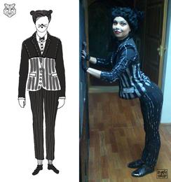 Costume Drawn Cat for the performance " Cipollino". Daria Held